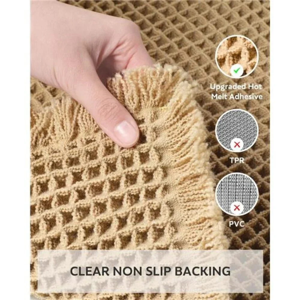 Waffle Bath Mat 17x24 Soft Absorbent Non Slip Washable Bathroom Rug with Tassels